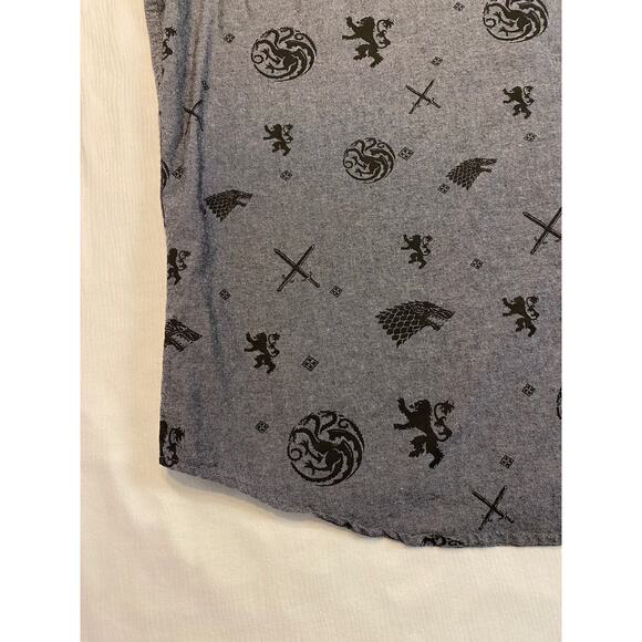 Game of Thrones Button Up Gray House of the Dragon Stark Targaryen Mens Large - Picture 14 of 14